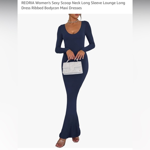 Long Sleeve Navy Long Dress - Picture 3 of 4